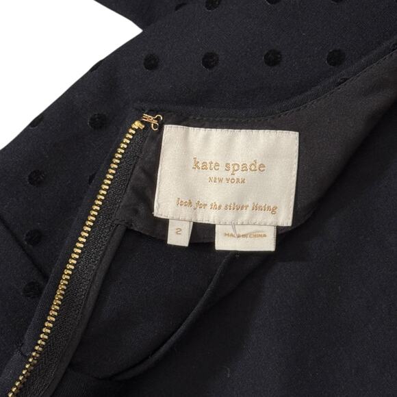 Kate Spade Size 2 Belted Sheath Dress Black Polka Dot Preppy Old Money Mini - Picture 4 of 12